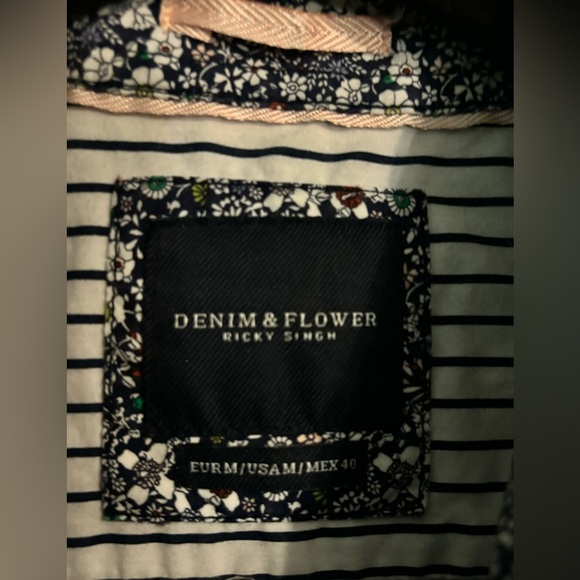 Denim & Flower Ricky Singh Mens Short Sleeve Floral Woven Button Down Shirt Sz M - Picture 2 of 8